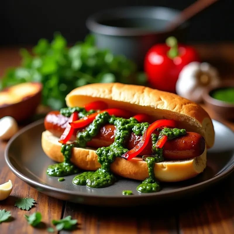 Choripán Argentino con Chimichurri y Pimientos Asados: Receta a la Parrilla Rápida