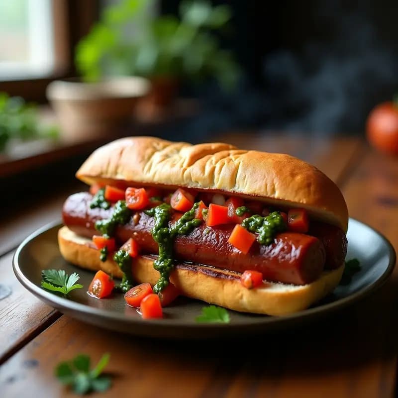 Choripán Argentino con Chimichurri y Salsa Criolla: Receta Clásica para Barbacoa