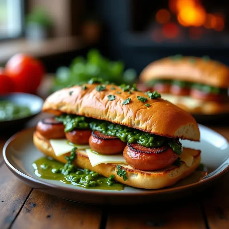Choripan con Chimichurri y Queso Provolone: Sándwich Argentino Irresistible
