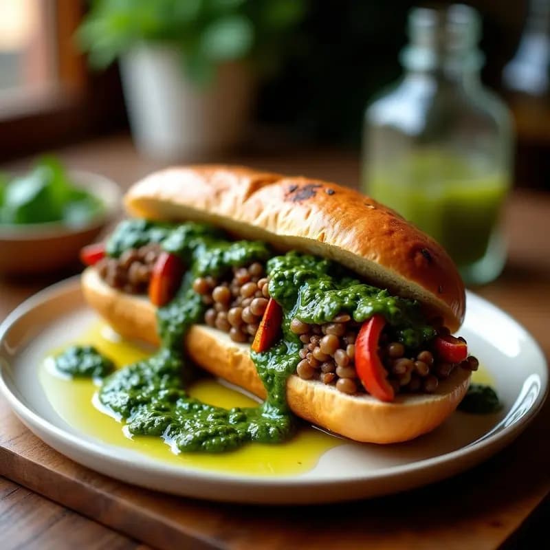 Choripán Argentino de Lentejas y Chimichurri: Versión Vegana del Clásico