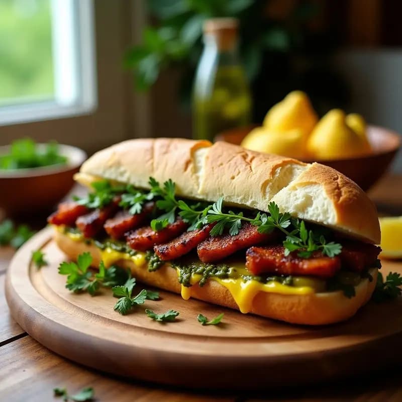 Choripán de Seitan con Chimichurri y Pepinillos: Receta Argentina Vegana