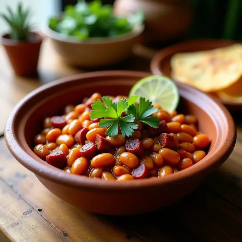Chorizo desmenuzado con Frijoles Charros: Receta Mexicana Alta en Proteína para Tupper