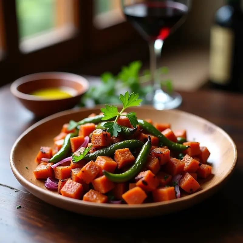 Chorizo de seitán con Pimientos de Padrón: Tapas Españolas Veganas en 10 Minutos