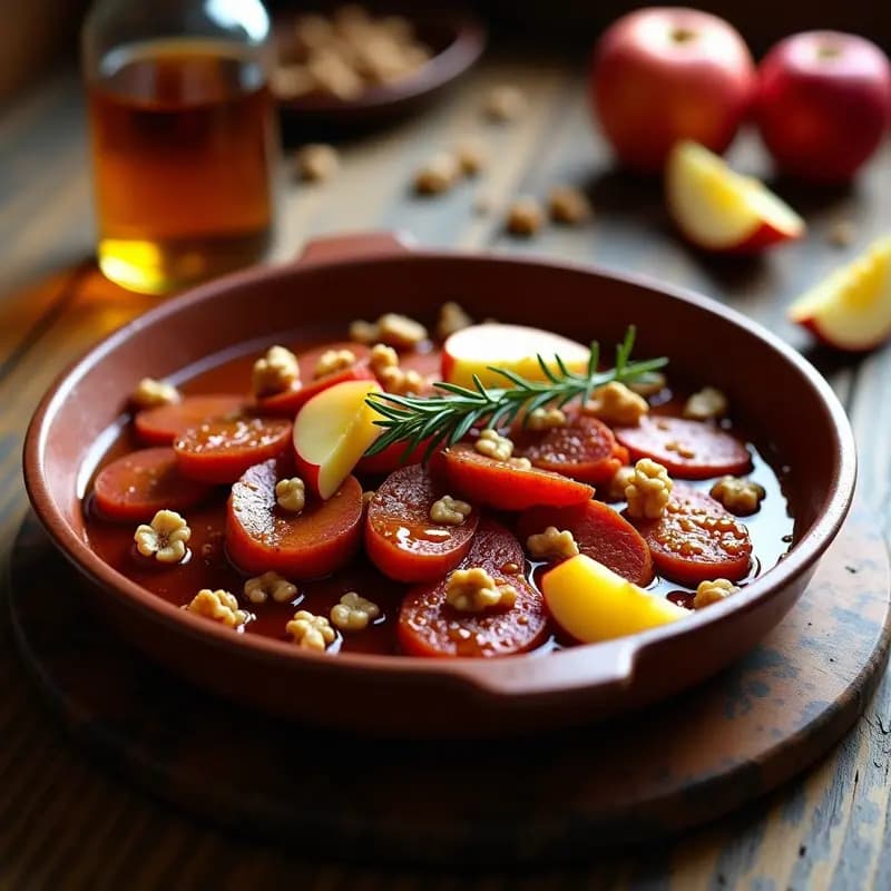 Chorizo a la Sidra Español con Manzanas Caramelizadas: Receta Tradicional en Olla Lenta