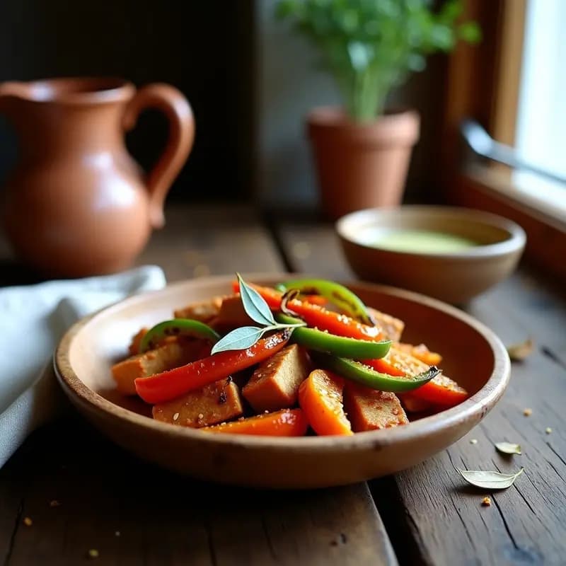 Chorizo de Tempeh con Pimientos Asados: Receta Vegana de Inspirado en Cocina Española