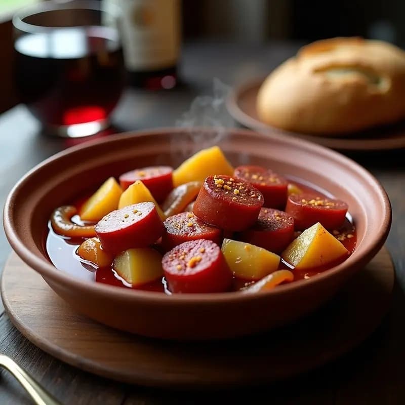 Chorizo al Vino Tinto con Patatas: Receta de Tapa Castiza en Olla Lenta