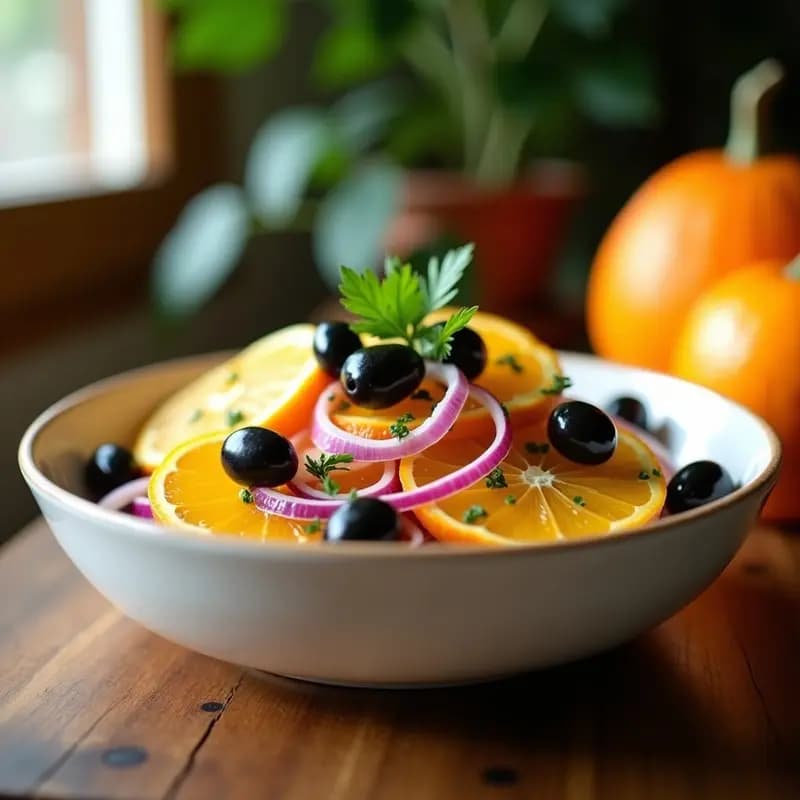 Chorreta Murciana: Ensalada de Naranja, Cebolla y Aceitunas Negras