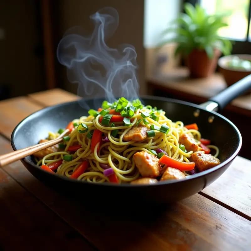 Chow Mein de Fideos de Calabacín y Pollo de Sincelejo: Receta Low-Carb y Alta en Proteína