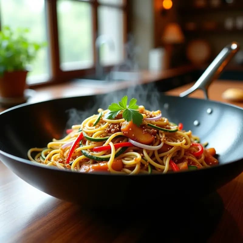 Chow Mein de Calabacín y Zucchini: Receta China Low Carb en Wok