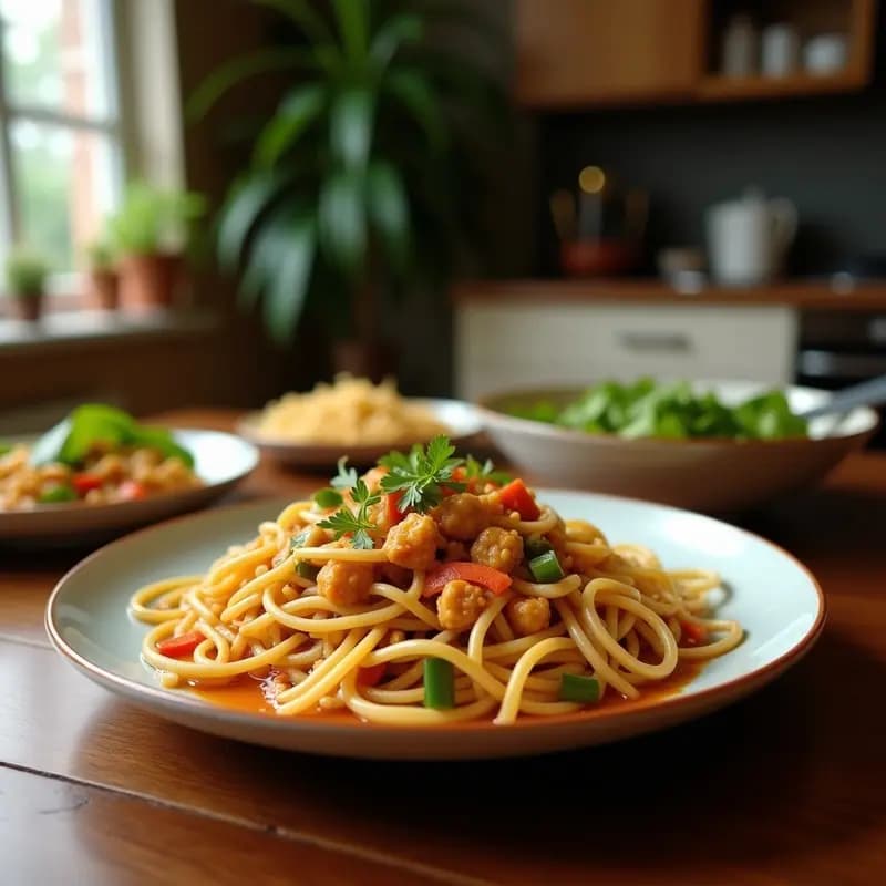 Chow Mein de Pollo y Verduras: Receta China Salteada con Fideos de Huevos
