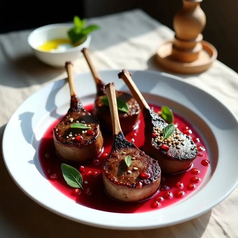 Chuletas de Cordero con Salsa de Granada y Menta: Receta Libanes Gourmet en 40 Minutos