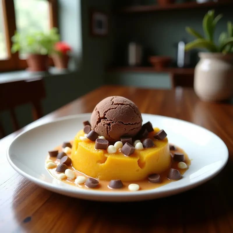 Churée de Plátano Macho y Coco: Postre Puertorriqueño Keto con Helado de Cacao