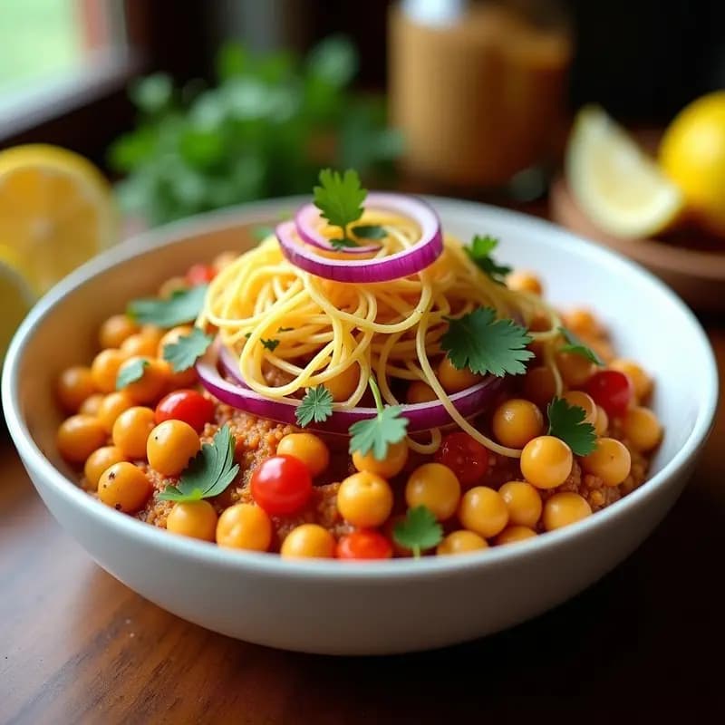 Churmur de Garbanzos y Cebolla Morada: Entrante Indio Picante y Crujiente
