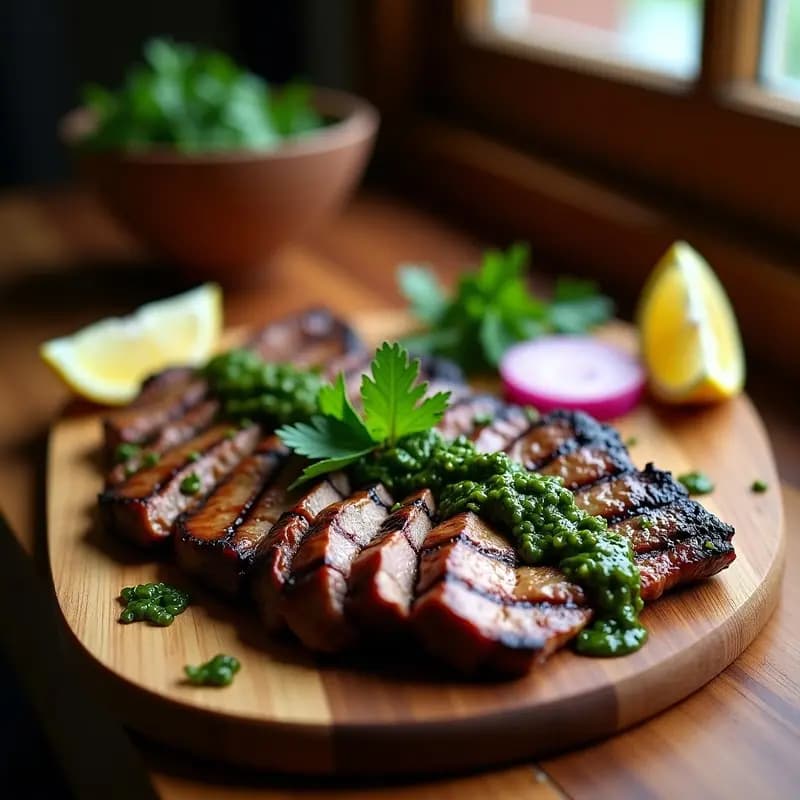 Churrasco de Cerdo con Chimichurri de Perejil y Ajo Negro: Receta Uruguaya
