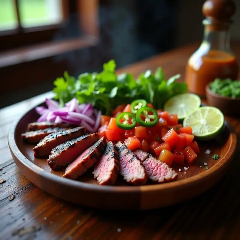 Churrasco a la Chilena con Pebre: Carne a la Parrilla con Salsa Fresca de Tomate y Cilantro