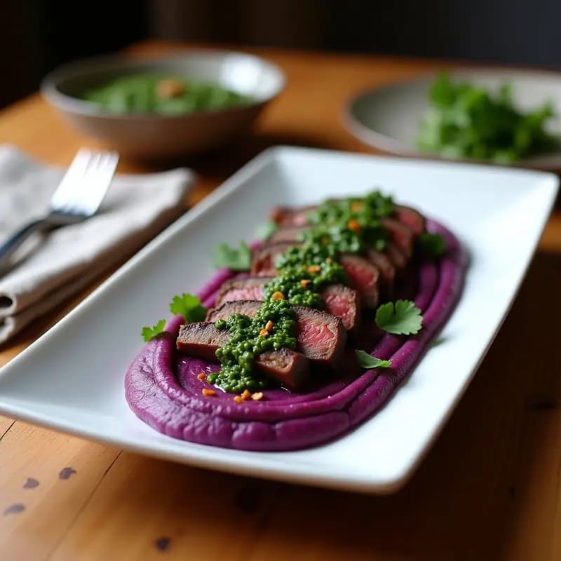 Churrasco con Chimichurri y Puré de Ñame: Receta Argentina con Acompañamiento Andino
