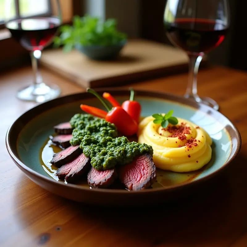 Churrasco al Chimichurri con Puré de Yuca: Receta Argentina Tradicional y Sin Lactosa