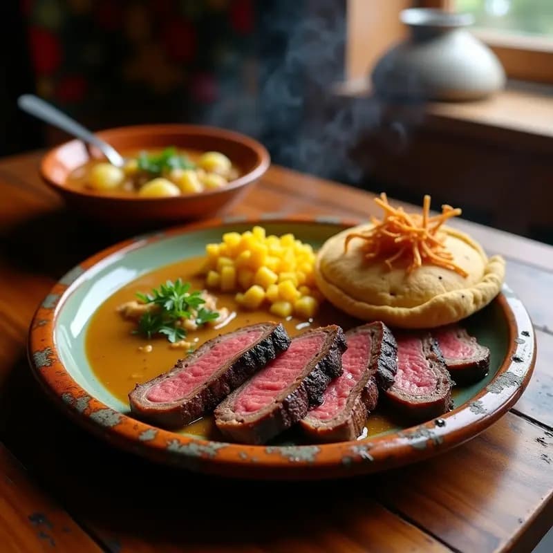 Churrasco Colombiano con Ajiaco y Arepa: Receta Tradicional en Parrilla