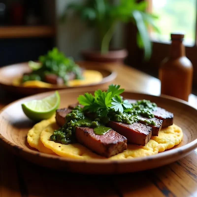 Churrasco Colombiano con Chimichurri y Arepas de Yuca: Receta Alta en Proteína y Sin Gluten