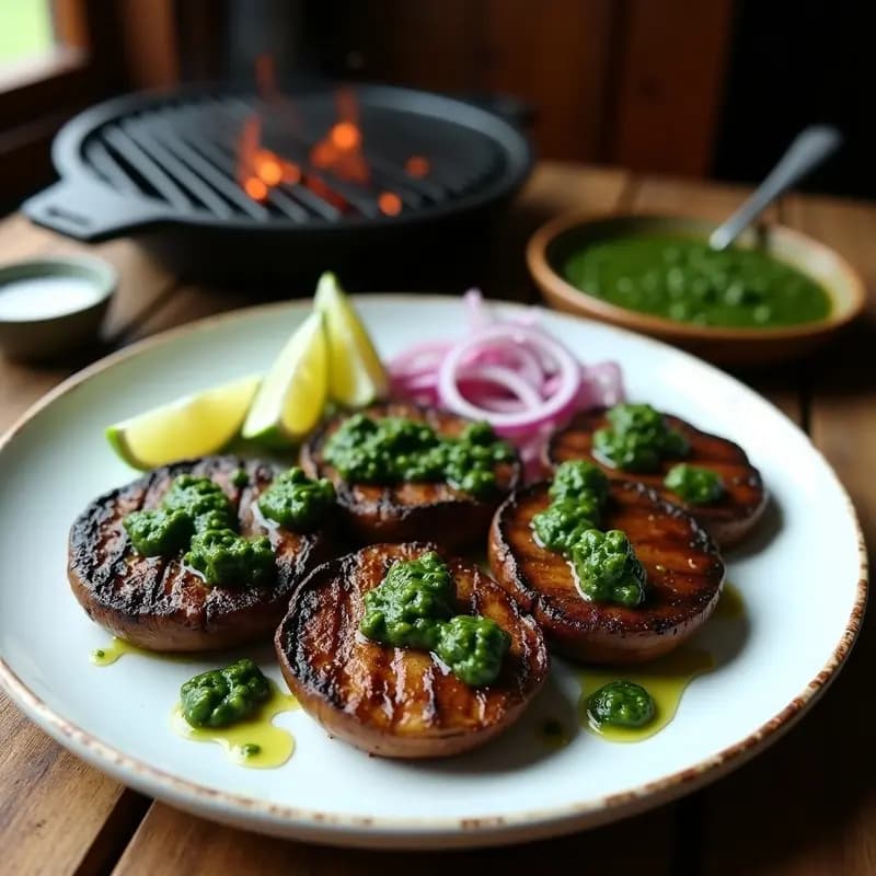 Churrasco Colombiano de Hongos Portobello con Chimichurri: Receta Vegana a la Parrilla