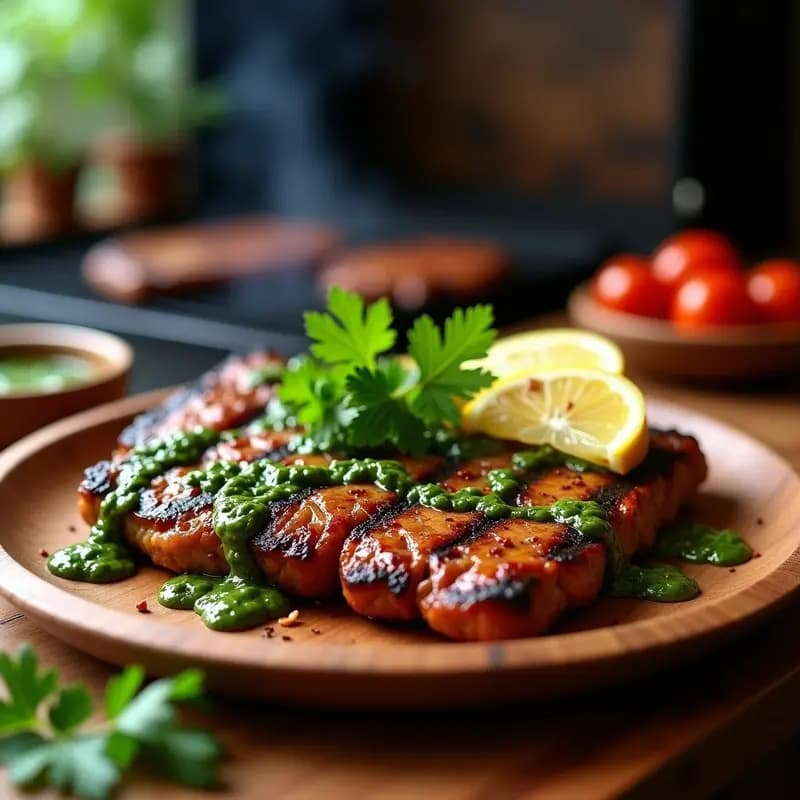 Churrasco de Seitan con Chimichurri de Cilantro: Receta Argentna Vegana para Parrilla