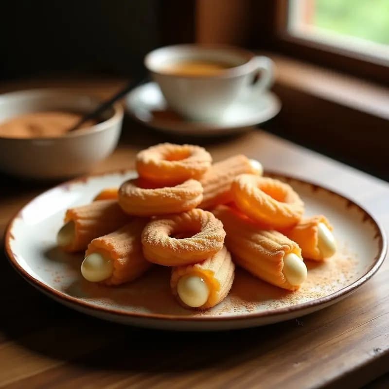 Churro Colombiano Relleno de Arequipe: Postre Crujiente y Cremoso en Freidora