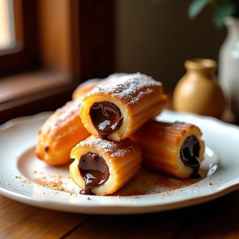 Churro Relleno de Dulce de Leche y Chocolate: Postre Español en Airfryer
