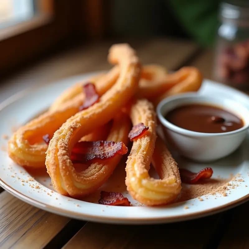 Churros de Bacon con Salsa de Chocolate: Desayuno o Postre para los Más Atrevidos