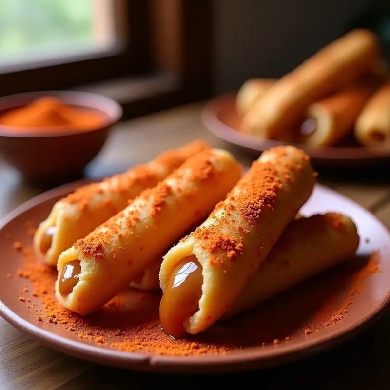Churros Rellenos de Cajeta y Chile en Polvo: Postre Mexicano Picante y Dulce