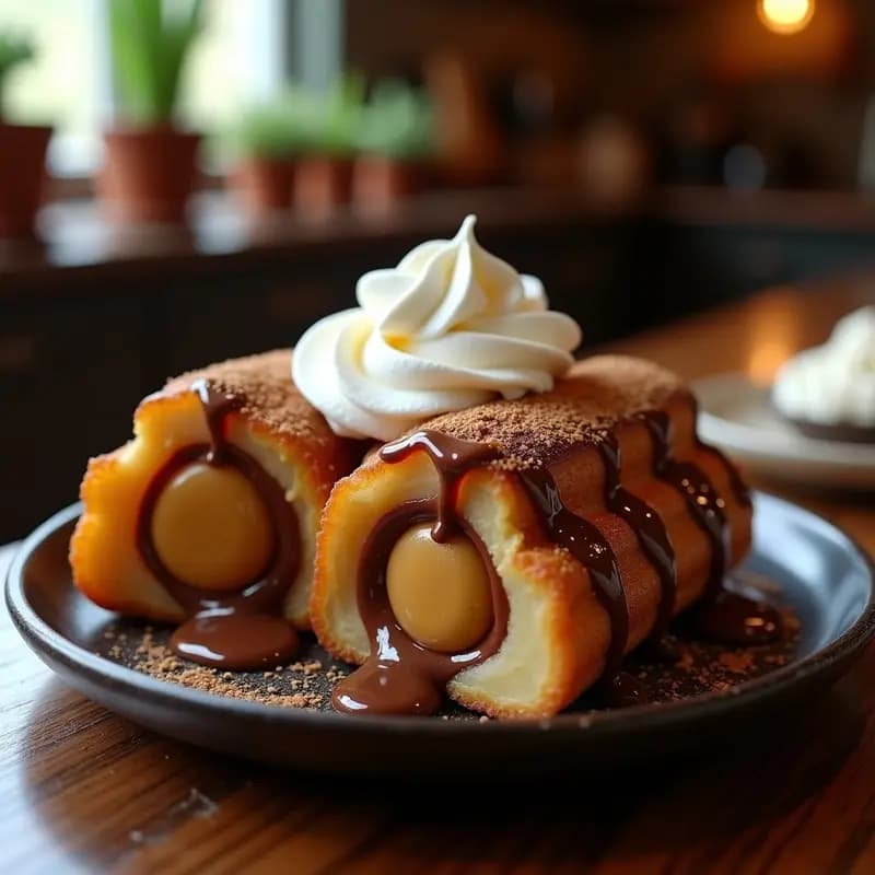 Churros Rellenos de Cajeta con Baño de Chocolate y Crema Batida: El Postre que te Hará Olvidar las Dietas