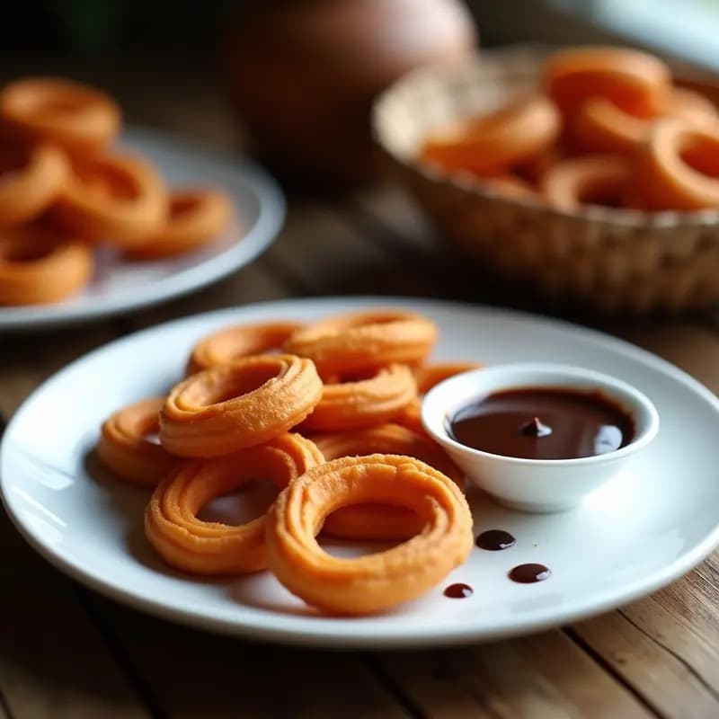 Churros de Camote Morado con Salsa de Chocolate 70%: Desayuno Filipino Sin Harina en Airfryer