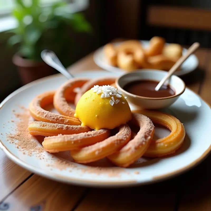 Churros de Canela y Chocolate con Helado de Turmeric: Postre Mexicano Vegano y Antiinflamatorio
