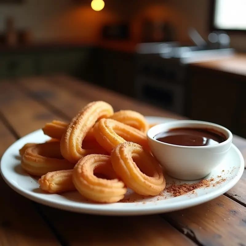 Churros de Canela con Salsa de Chocolate negro: Postre Mexicano Crujiente Sin Lactosa
