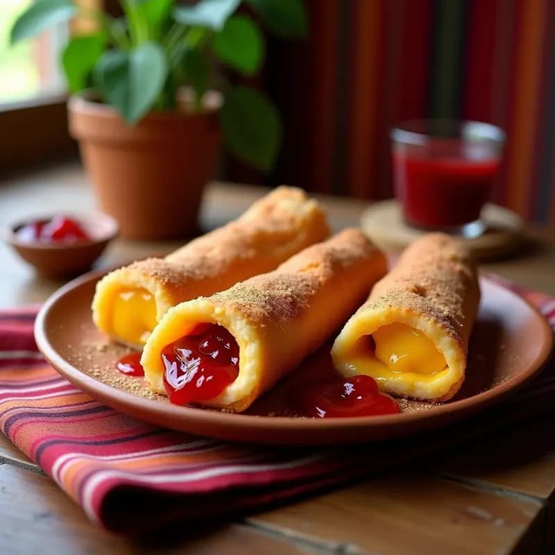 Churros de Chile Rellenos de Queso Crema y Mermelada de Guayaba: Postre Peruano Crujiente