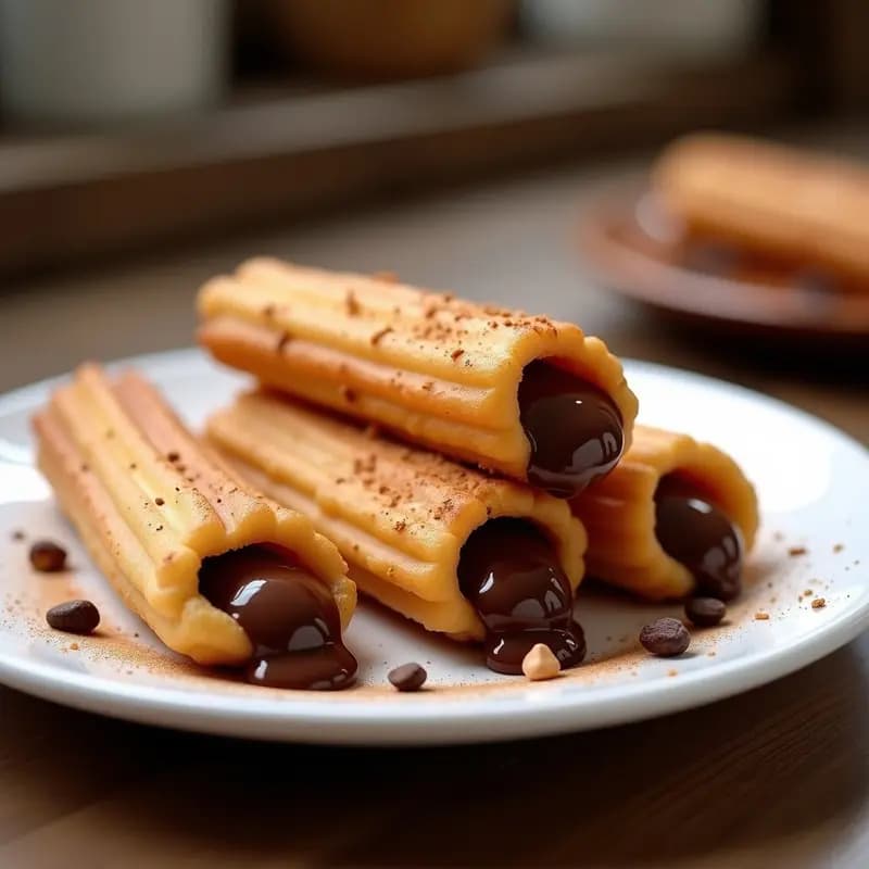 Churros Rellenos de Chocolate Negro y Avellanas: Postre Español Sin Gluten