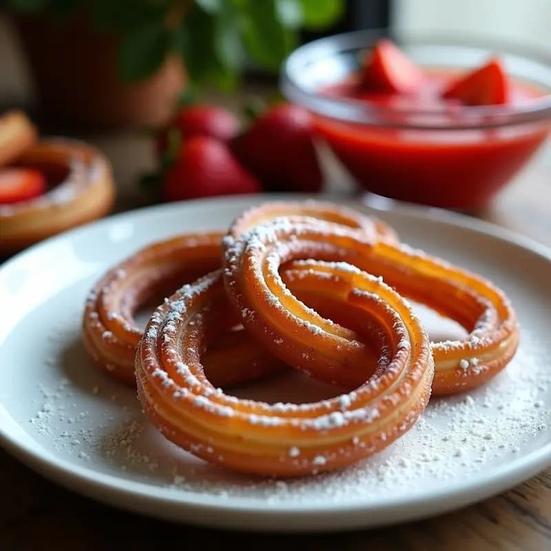 Churros de Chocolate Belga con Salsa de Fresas: Postre Mexicano-Europeo en Airfryer