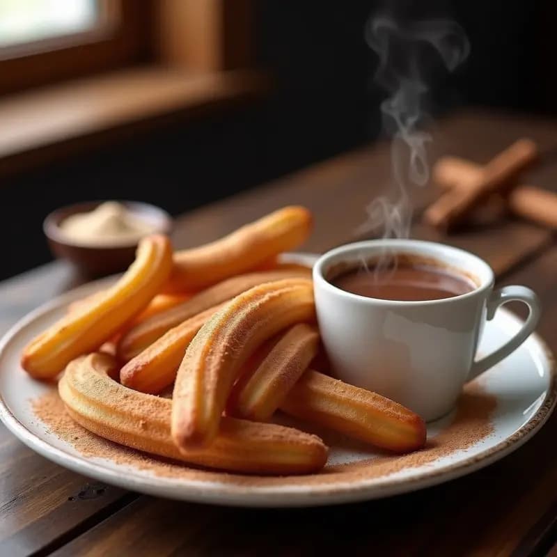 Churros con Chocolate Caliente: Postre Español Crujiente y Cremoso en Casa