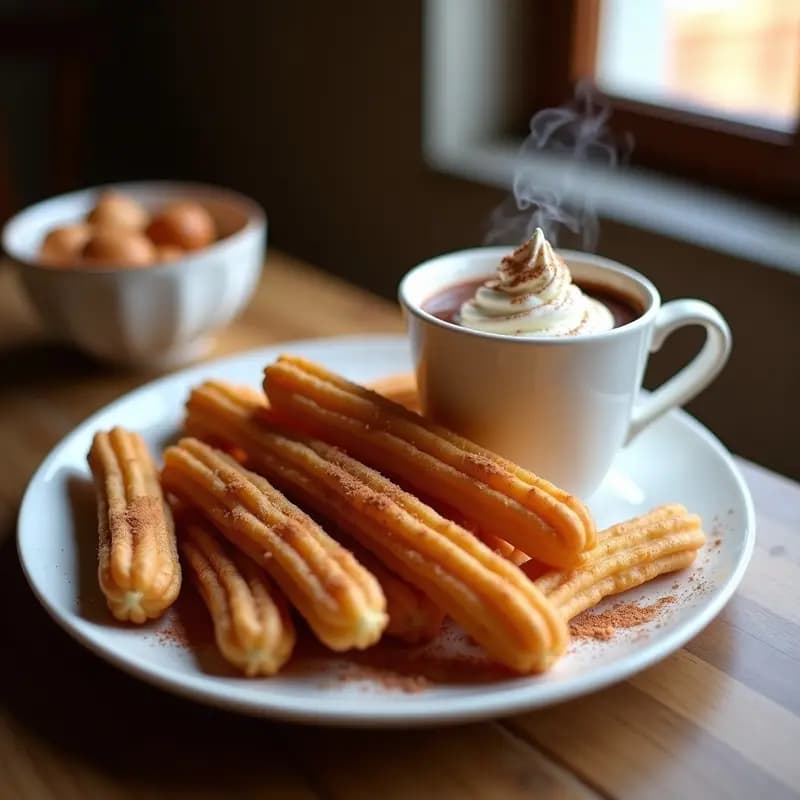 Churros con Chocolate Caliente y Nata Montada: Receta de Churrería en Casa