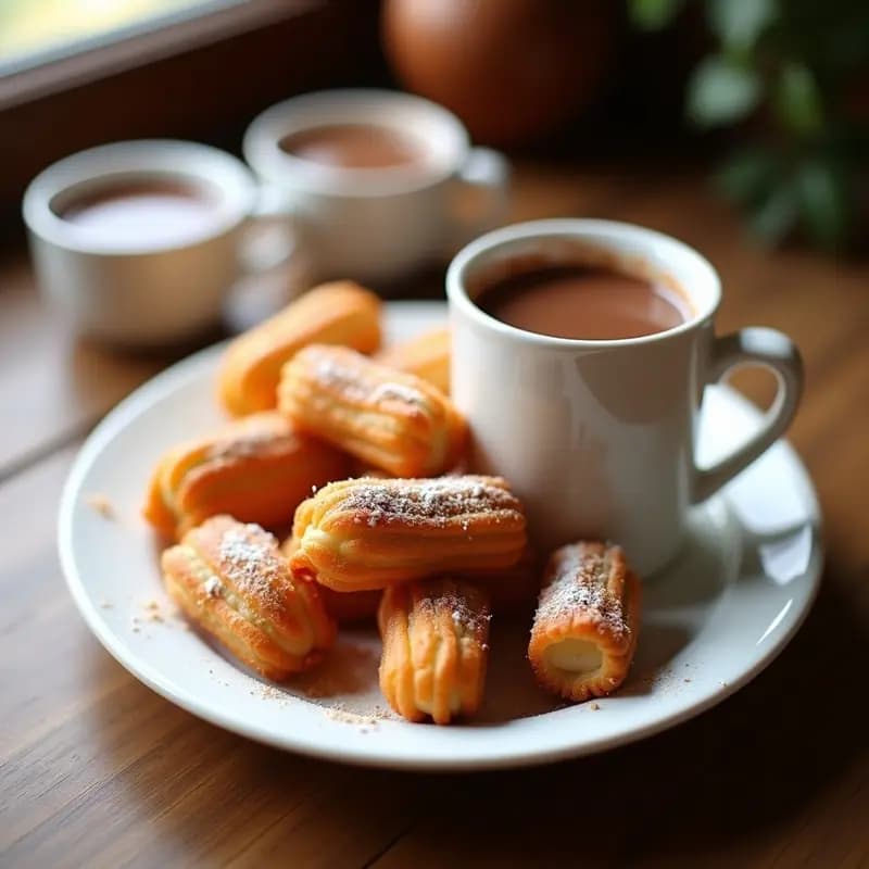 Churrosiniños con Chocolate Caliente: Postre Español Crujiente y Decadente para Niños