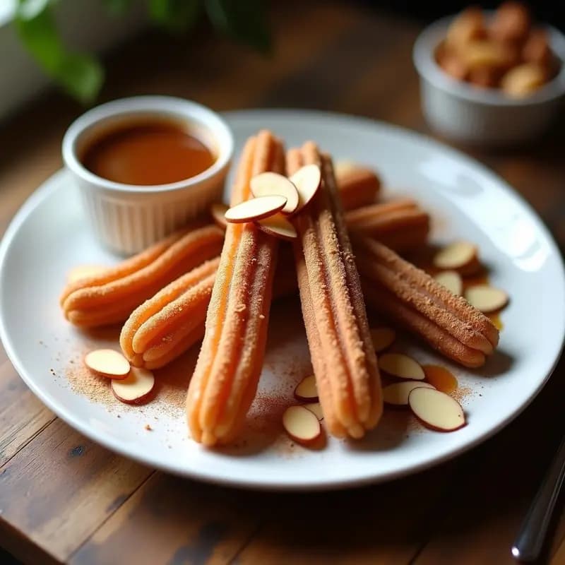 Churros de Chocolate y Canela con Salsa de Caramelo Salado: Postre Español Irresistible