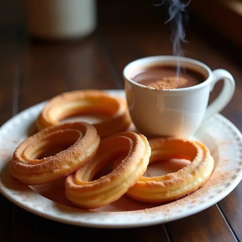 Churros con chocolate caliente y canela: Postre frito crujiente y adorado por todos