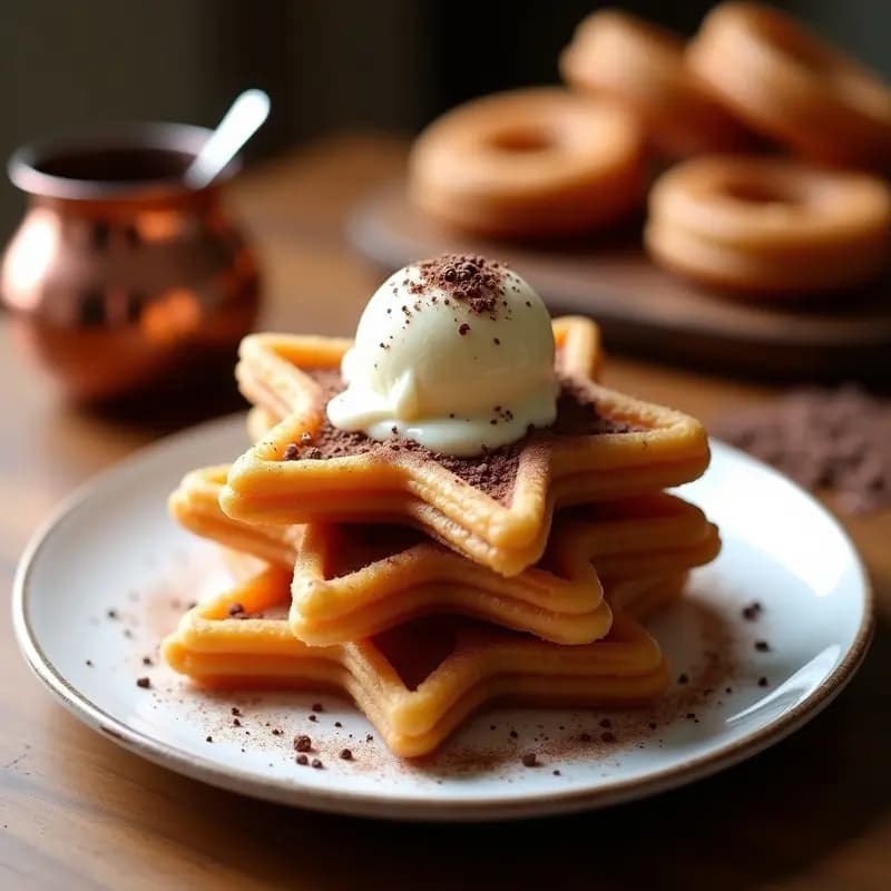 Churros de Chocolote con Helado de Vainilla: Postre Colombiano Crujiente y Cremoso