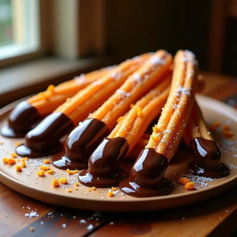 Churros Bañados en Chocolate con Leche Condensada y Espolvoreados con Polvo de Cheetos: Dulce y Salado en su Máxima Expresión