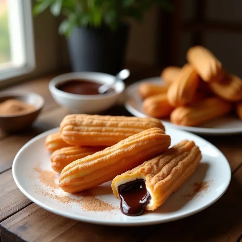 Churros de Chocolate y Queso Cream: Postre Español Innovador en Freidora