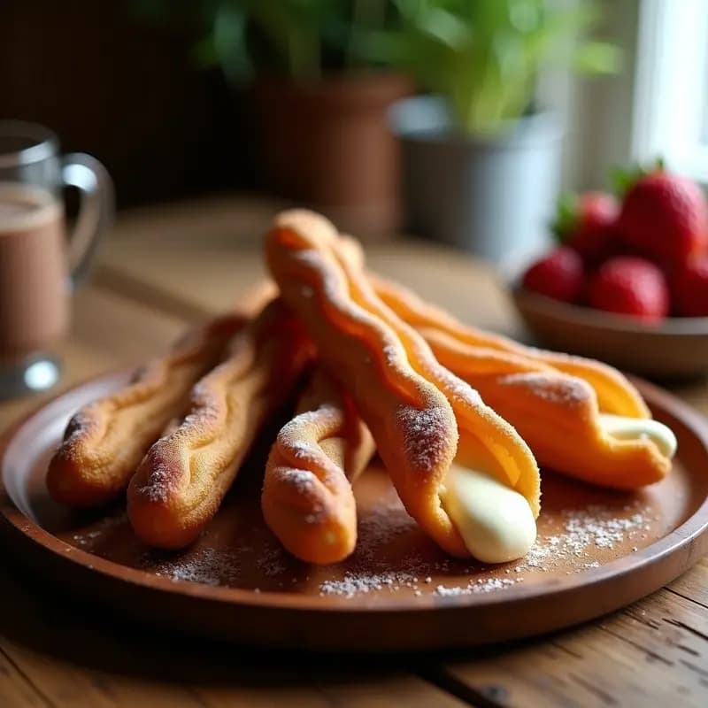 Churros de Chocolote y Queso Crema: Postre Mexicano-Argentino Relleno de Cajeta