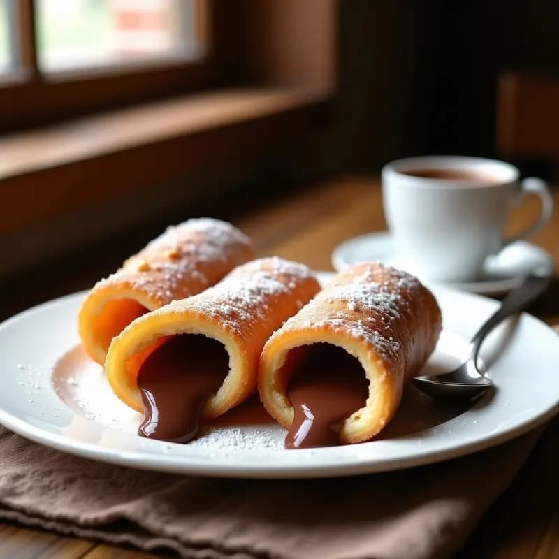 Churros de Chocolatini: Desayuno Español Relleno de Crema de Avellanas y Cacao