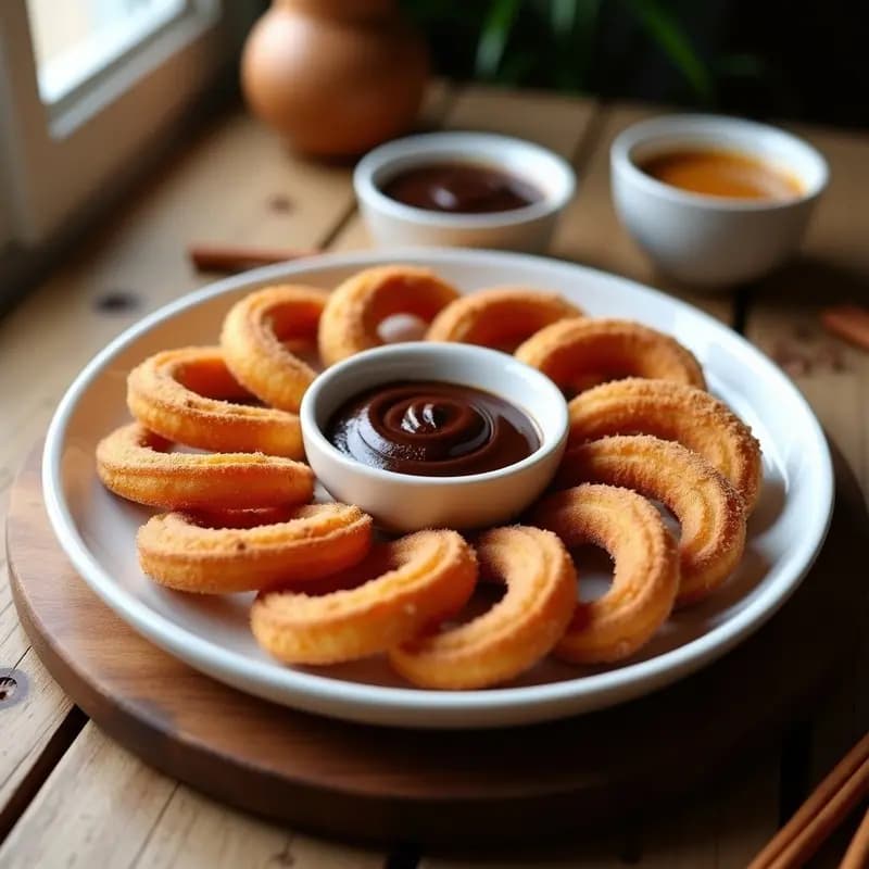 Churros Colombianos con Arequipe y Chocolate: Desayuno Dulce y Energético