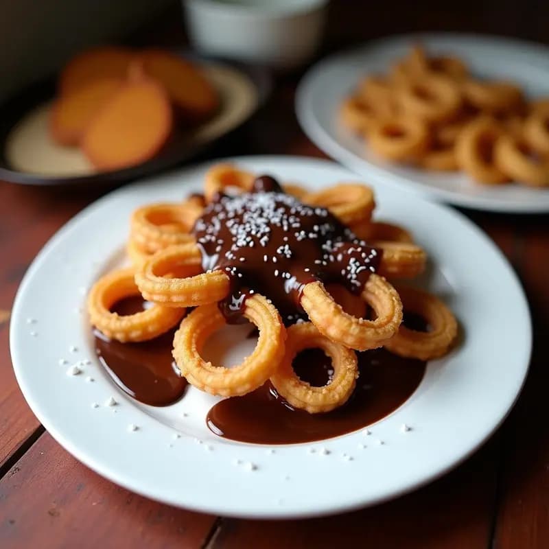Churros Españoles con Salsa de Chocolate 100% Cacao y Sal Marina: Postre Clásico Keto