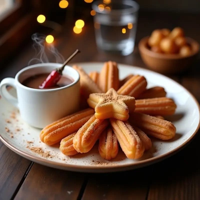 Churros Españoles con Chocolate Caliente y Chiles: Receta Dulce Picante para Postre