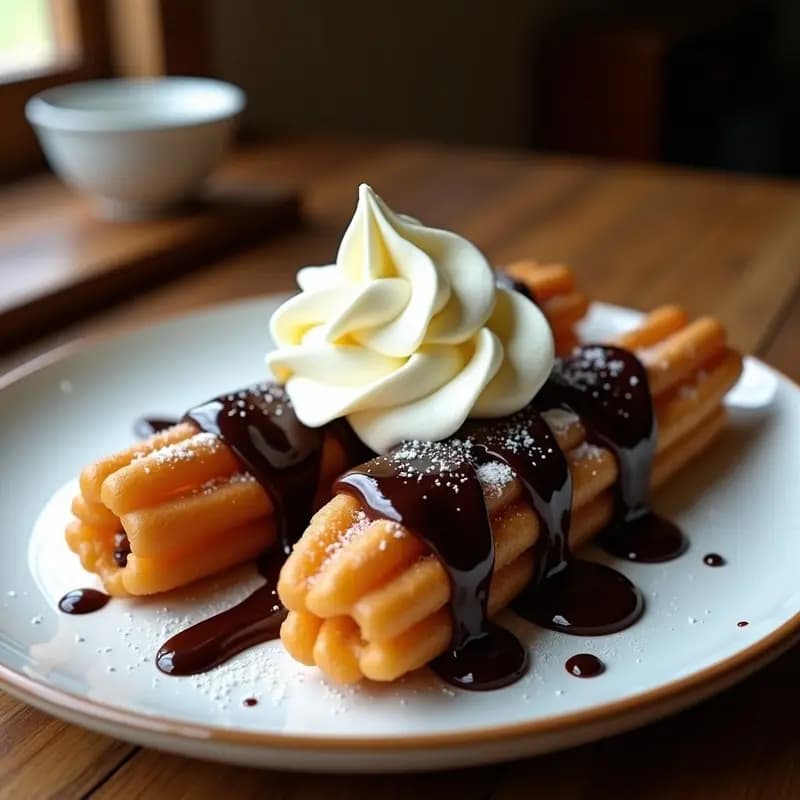 Churros Rellenos de Dulce de Leche con Cobertura de Chocolate y Crema Batida: La Delicia que Derrite Corazones